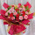 13朵粉10朵红康乃馨百合花束