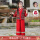 K23214女童红色串珠头饰+上衣+