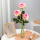 竖纹水晶花瓶+粉色玫瑰3支