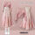 粉色交叉毛衣+粉色吊带裙 两件套