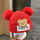 Lucky熊双球毛线帽红色