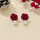 74#红玫瑰珍珠耳钉