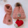 粉色 加绒72标帽+米巾+红手套