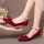 酒红+蝴蝶结+细跟4厘米 珍珠鞋