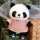 熊猫 粉毛衣