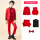 803红色5件套：3件套+黑衬+领结