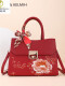 399刺绣牡丹-全红色 丝巾+礼品袋