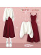 红吊带裙+白破洞毛衣(圣诞元素衣