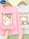【长袖T恤】粉 蝴蝶结兔+白 小兔