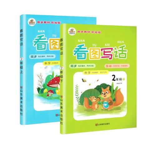 套装2册 小学生看图说话写话二年级上下册同步训练二年级看图写话训练小学作文范文辅导书作文起步练习本日记入门同步训练辅导书封面