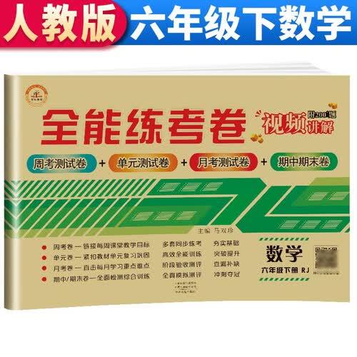 全能练考卷六年级数学试卷下册 人教版 小学生六6年级练习册专项同步训练（单元卷 月考卷 专项卷 期中考试卷 期末试卷）封面