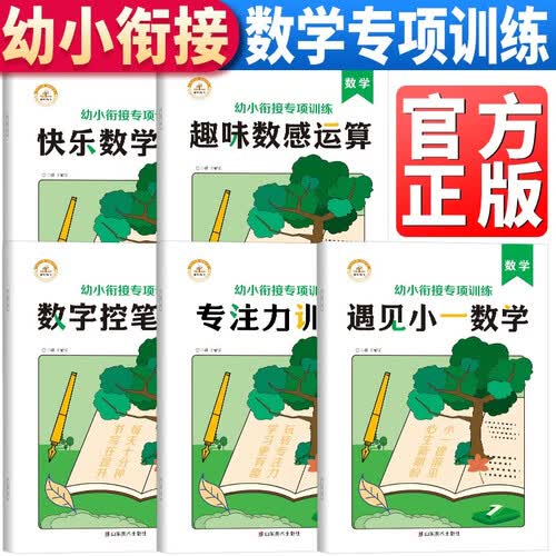 全5册 遇见小一：幼小衔接数学专项训练教材书推荐学前班幼升小数字控笔训练数学专注力训练快乐学数学趣味数感运算学前班升一年级封面