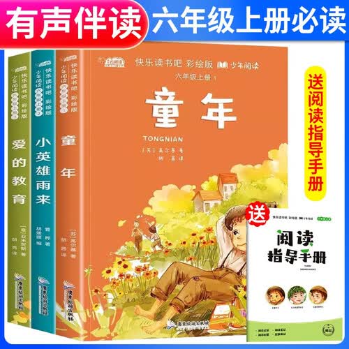套装3册 快乐读书吧六年级上册：童年+小英雄雨来+爱的教育 小学生五年级名著阅读必读书目封面
