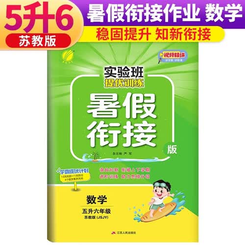 实验班提优训练暑假衔接版 五升六年级 数学 苏教版 暑假作业复习巩固预习 五年级下册暑假作业暑假生活快乐假期封面