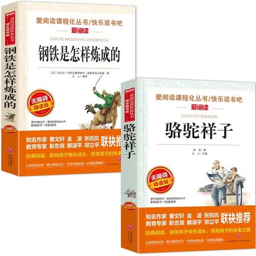 阅读名著七年级下册：骆驼祥子+钢铁是怎样炼成的（赠送2本考点专练）全2册封面