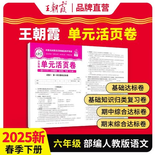 2025春王朝霞单元活页卷六年级语文下册人教版 同步试卷六年级下册基础知识归类复习卷单元卷期中期末综合达标卷名师教你冲刺期末100分试卷 王朝霞封面