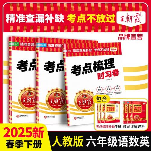 套装3册 2025春王朝霞考点梳理时习卷六年级语文+数学+英语下册人教版 小学同步试卷六年级下册 名师教你冲刺期末100分重点归纳单元月考专项期中期末试卷 王朝霞封面