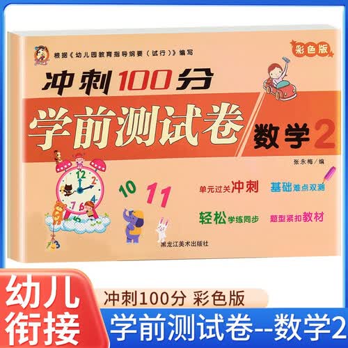 冲刺100分：数学 2 幼小衔接学前准备一年级入学准备幼儿园小班中班大班培训教材幼升小测试卷重点小学分班卷 幼升小幼儿升小学复习资料封面