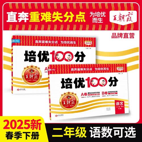 套装2册 2025春王朝霞培优100分二年级语文+数学下册人教版 小学同步试卷AB卷小学单元测试专项期中期末考试卷重难点培优测试卷 名师教你期末冲刺100分卷 王朝霞封面