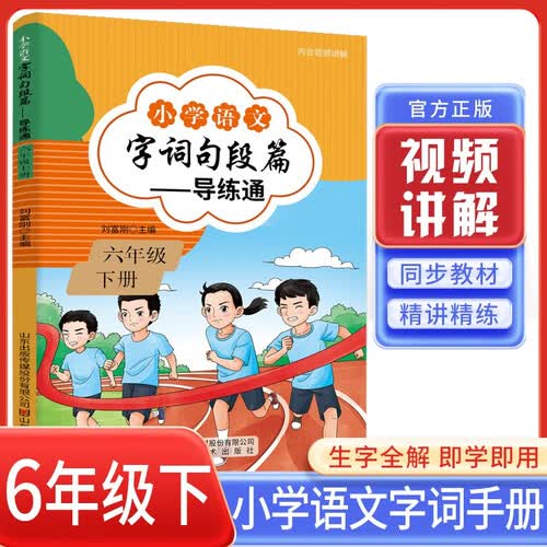 小学语文字词句段篇手册导练通六年级下册人教版 小学语文字词句段手册 生字全解字词释 课前预习课后巩固 词语积累优美句子积累字词句段篇专项训练同步训练辅导书 字词句段篇封面