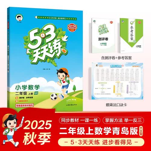2025秋季53天天练小学数学二年级上册QD青岛版六三制五三天天练5 3天天练5.3天天练5·3天天练学霸培优学霸提优封面