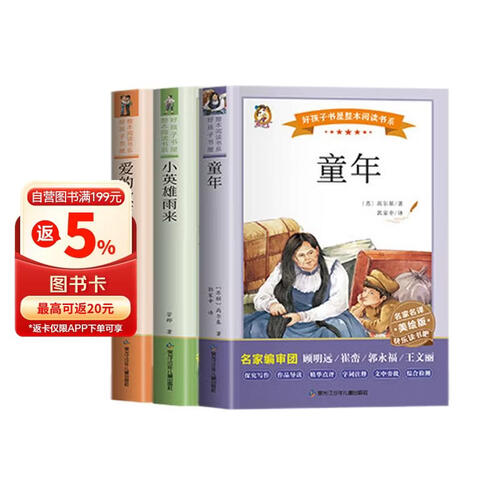 快乐读书吧六年级上全3册 爱的教育 童年 小英雄雨来 名师导读 同步教材小学生课外拓展阅读书封面