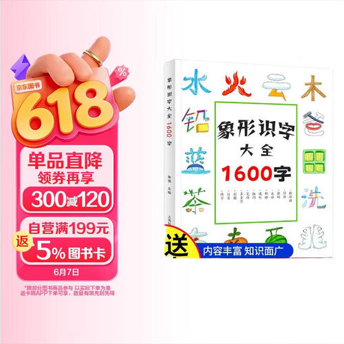象形识字1600字 识字书认字儿童识字书学前识千字早教幼儿园中大班教材3-6岁幼小衔接偏旁部首识封面