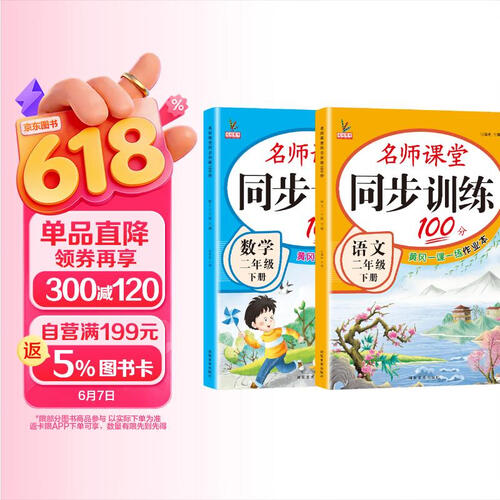 二年级下册同步训练套装语文+数学（共2本）人教部编版 随堂练习册课课练作业本 送试卷封面