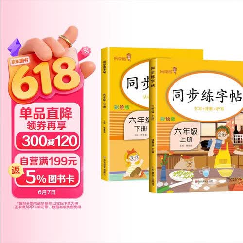 套装2册 小学同步练字帖六年级上册+下册语文人教版 小学六年级语文小学同步练字帖专项训练 学生规范字字体封面