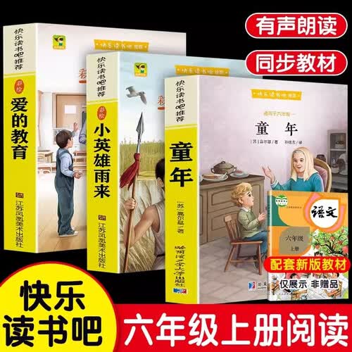 全3册快乐读书吧 爱的教育小英雄雨来童年六年级上彩图注音版 小学课外阅读书籍正版书籍推荐课外读物封面