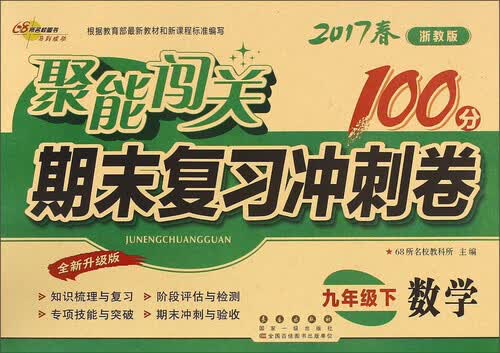 聚能闯关期末复习冲刺卷：数学（九年级下 2017春 浙教版 全新升级版）封面