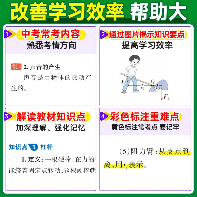 图解速记 初中物理 通用版 速记小手册一本思维导图课本知识清单 24版 pass绿卡图书