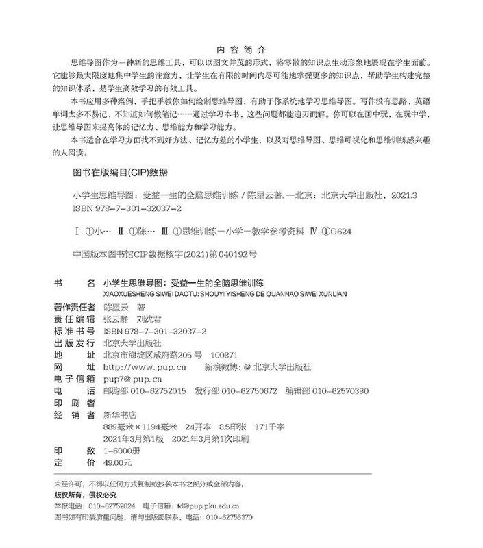 小学生思维导图：受益一生的全脑思维训练 课外阅读暑期阅读学生阅读