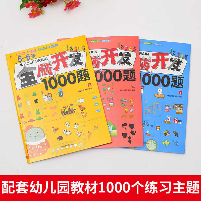 5-6岁全脑开发1000题（全3册）幼儿益智书籍思维训练练习册宝宝全脑开发儿童全脑潜能训练思维逻辑课外书课外自主阅读读物省钱卡上书香节阅读节 ...详情图