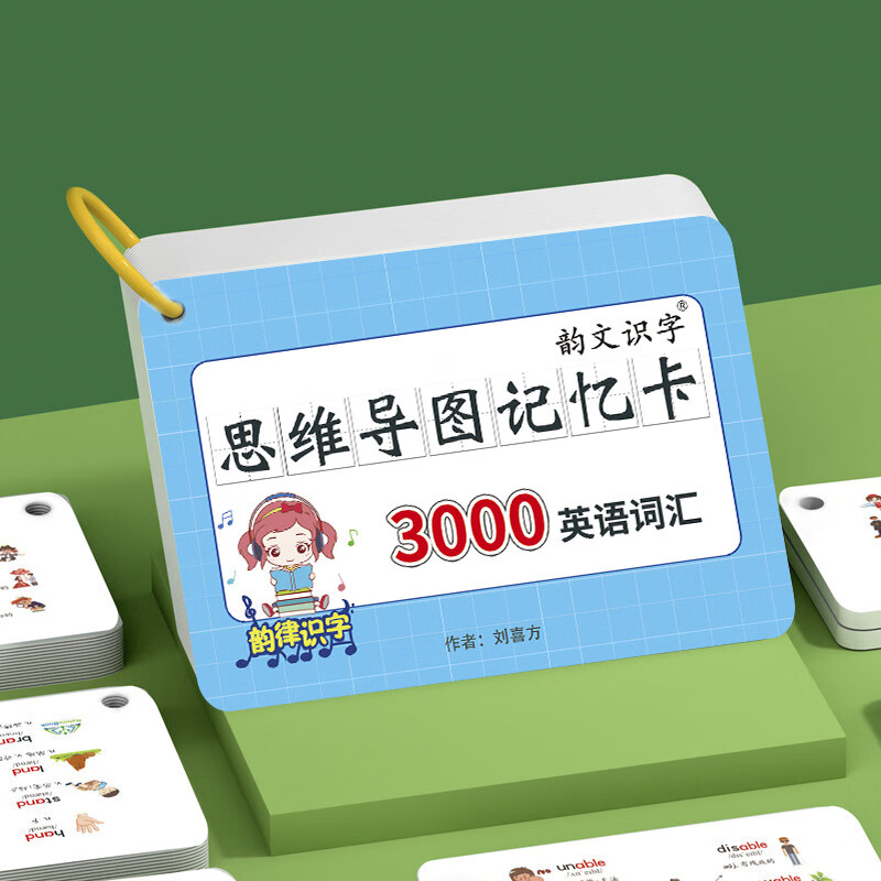 瀚远（HANYUAN）初中速记3000英语单词卡片思维导图中考核心高频词汇英文便携手卡 初中3000词思维导图+收纳箱
