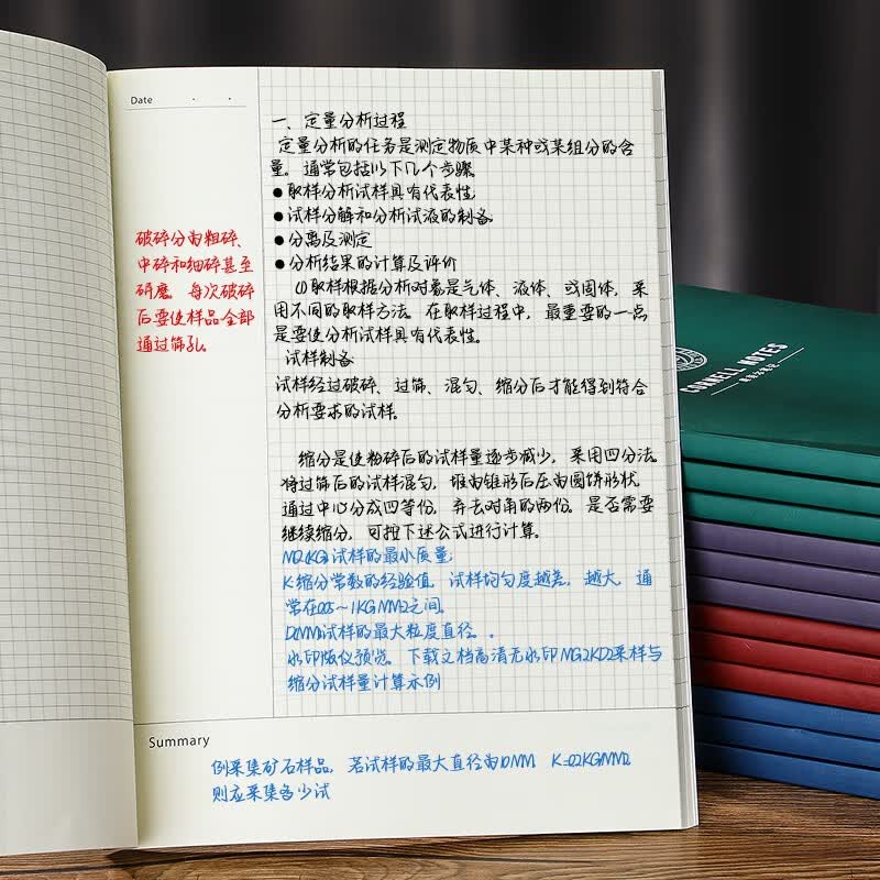 嘉然恒 A4康奈尔笔记本本子学习5R高效记忆思维导图大学生网格横线复习考研考公备考记事本-方格款-蓝色详情图