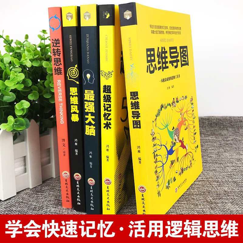 【认准正版】全5册思维导图+ 超级记忆术+最强大脑+思维风暴教逆转思维提升记忆快速提高左右脑思维书 全套5详情图