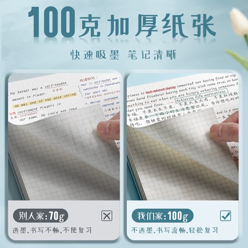 ujia 方形手账笔记本子高颜值大学生考研读书笔记网格本思维导图文艺记事本加厚日记本 柳绿色详情图