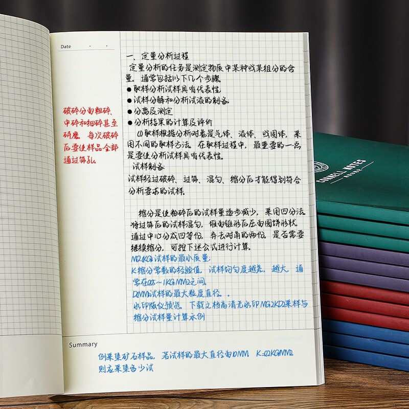 嘉然恒 A4康奈尔笔记本本子学习5R高效记忆思维导图大学生网格横线复习考研考公备考记事本-方格款-酒红详情图