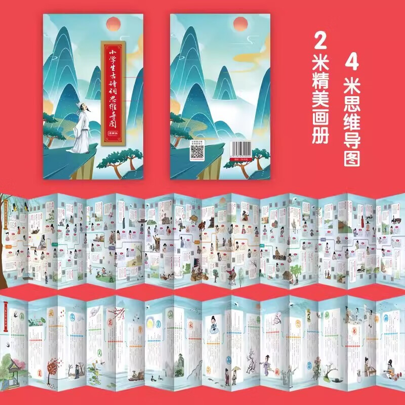 小学生古诗词思维导图（漫画版有声伴读画册）新课标涵盖小学生必背古诗词75+80首 古诗词漫画书图详情图
