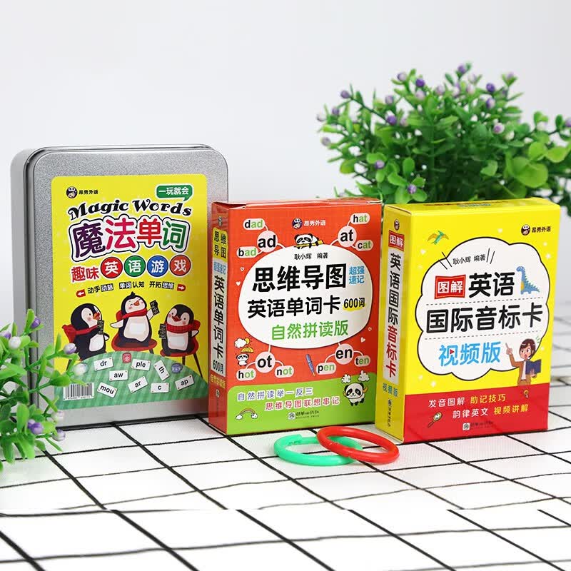 思维导图英语单词卡600词+音标卡+魔法单词游戏卡（全3册）-昂秀外语详情图
