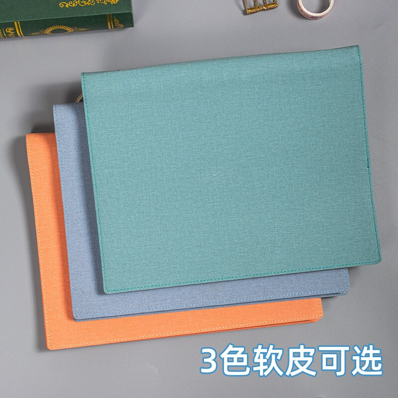 思维导图笔记本子活页可拆卸网格本软皮活页本简约ins大学生考研学习读书记事本摘抄记录本可印logo A4蓝色-思维导图详情图