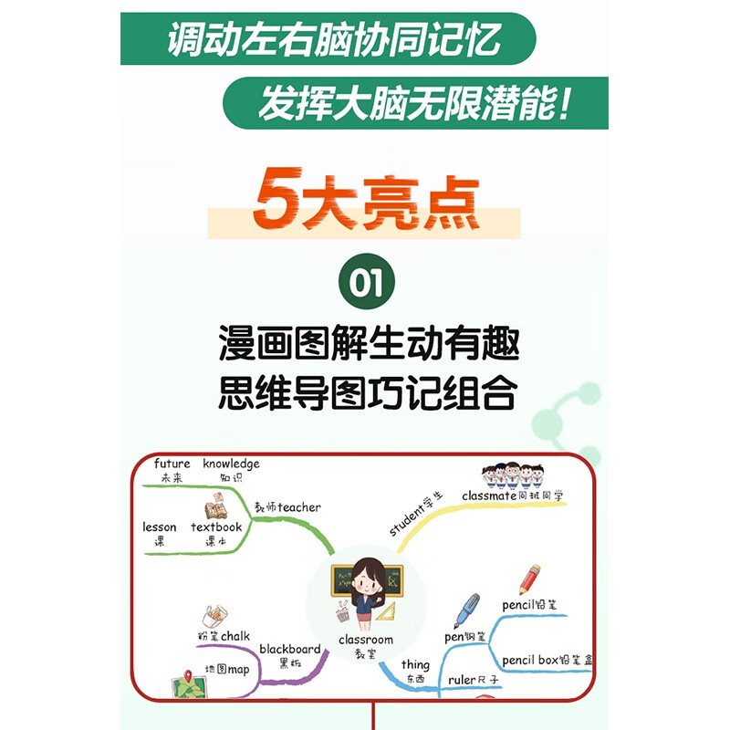 思维导图记单词 小学英语必备单词详情图