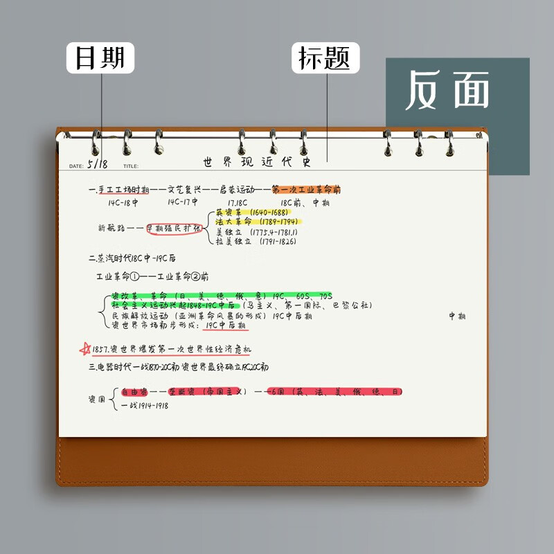 法拉蒙 康奈尔笔记本本子活页本可拆卸替换内芯思维导图本活页纸横线本软皮考研计划本定制 【思维导图活页本】A4-天蓝色详情图