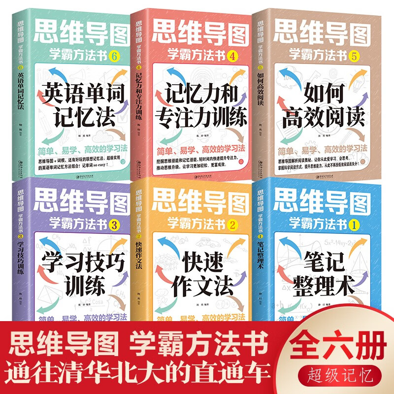 思维导图：学霸方法书（全6册）简单、易学、高效的学习法 学习技巧训练 记忆力和专注力训练高效阅读详情图