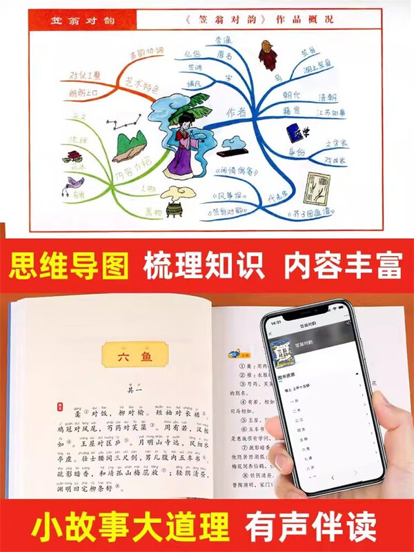 彩图注音版 思维导图笠翁对韵 小学生课外阅读书 6-12岁课外读物 经典故事书 国学经典课外读物