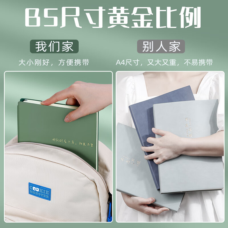 【开学必备】ujia 康奈尔笔记本本子文具软皮面本5R高效记忆思维导图复习本学生考研学习记事本 浅蓝详情图