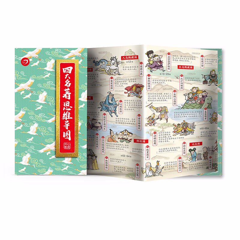 四大名著思维导图折页画册 中小学生中国古典文学名著漫画解读西游记红楼梦水浒传三国演义人物关系图