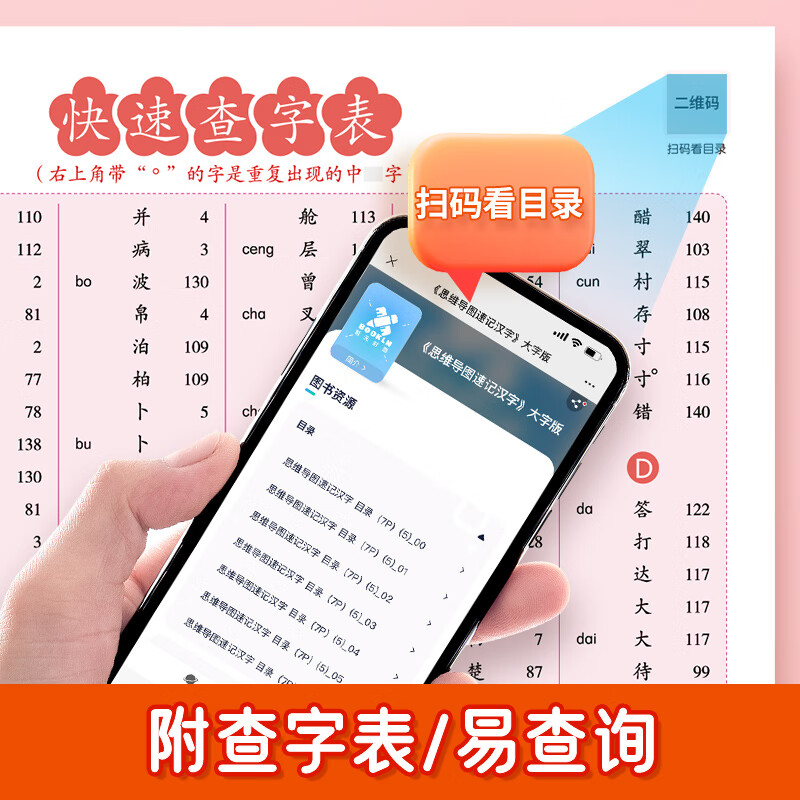 【易蓓】思维导图速记汉字小学生语文认识汉字偏旁部首结构思维导图快速记汉字识字卡片练习本练习册 【汉字】思维导图速记详解书（+口诀集锦）详情图