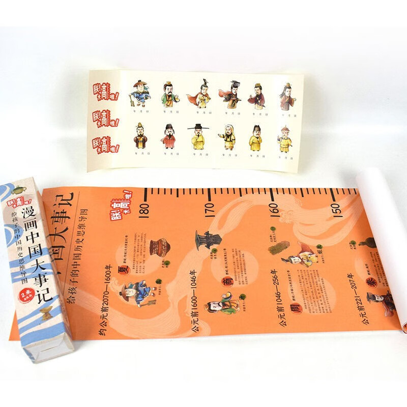 中国历史大事记年表正版图书 给孩子的中国历史思维导图身高贴 一分钟了解中国历史画卷漫画版 中国历史墙 趣说简读资治通鉴中国史漫画书2米超长初中历史画卷朝代顺序挂图